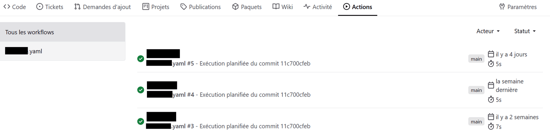 Exécution d’une automatisation dans Forgejo